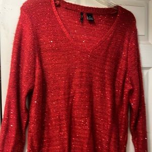 Red Sequins Sweatwr
